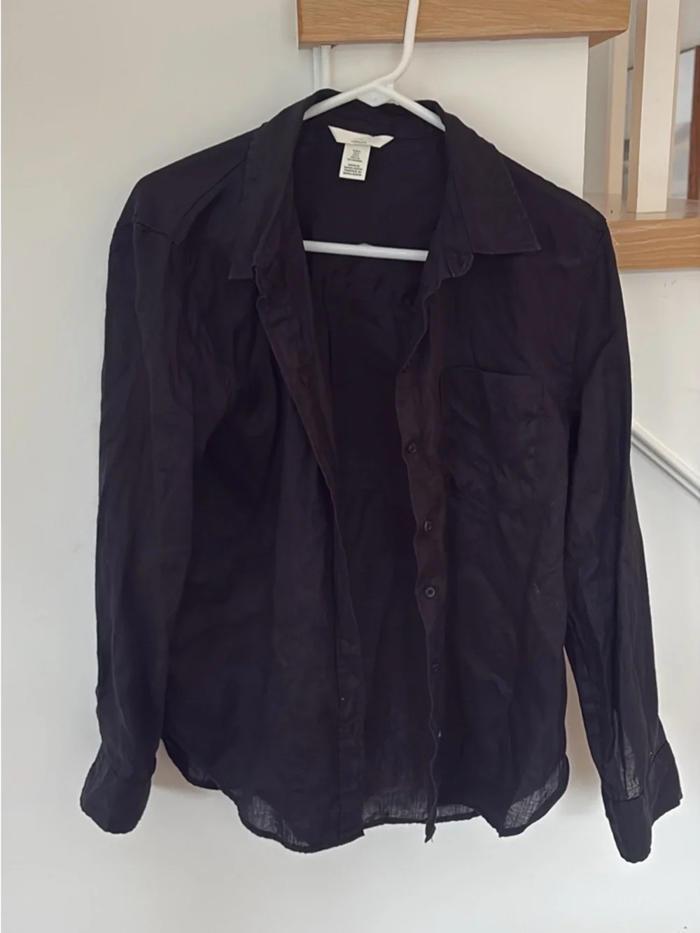 H&M Black Semi-Sheer Button-Up Blouse - Picture 1 of 1